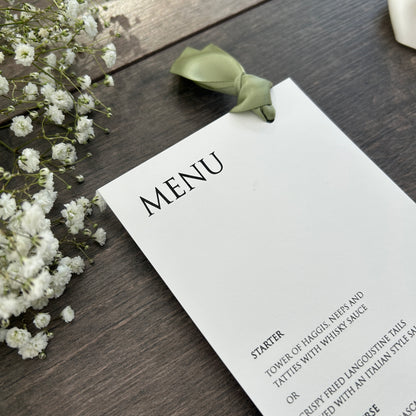 Menu Cards with Hole & Option of Place Card and Ribbon / Style Eva