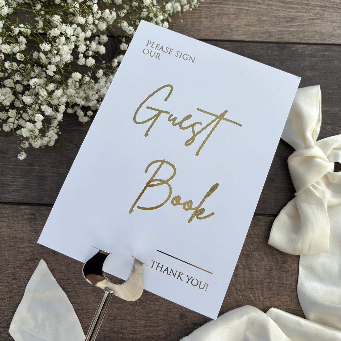 Please Sign Our Guest Book Wedding Foiled Sign / Style Eva