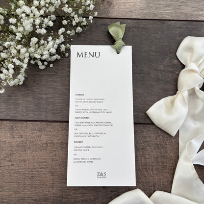 Menu Cards with Hole & Option of Place Card and Ribbon / Style Eva
