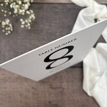 Foiled Wedding Table Numbers - Personalised with Couple's Names and Date / Style Eva