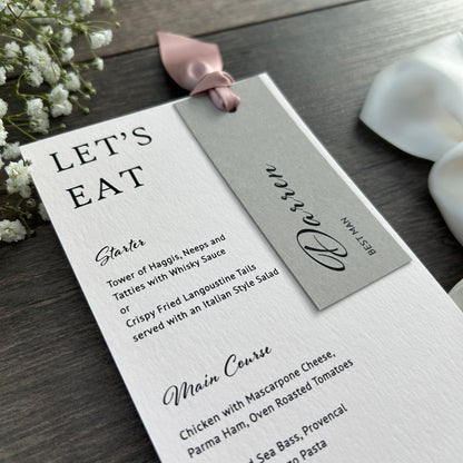 Menu Cards with Hole & Option of Place Card and Ribbon / Style Grace