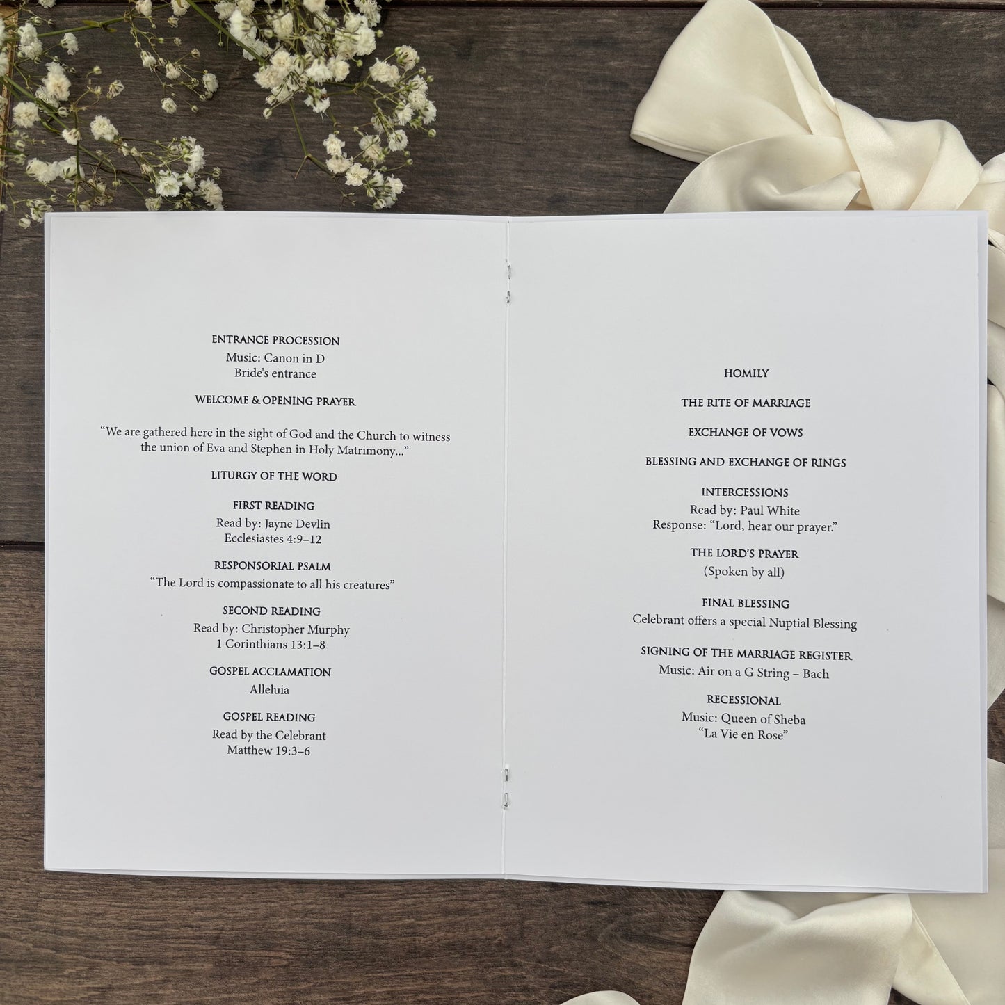 Order of Service Booklet  / Style Eva Foiled