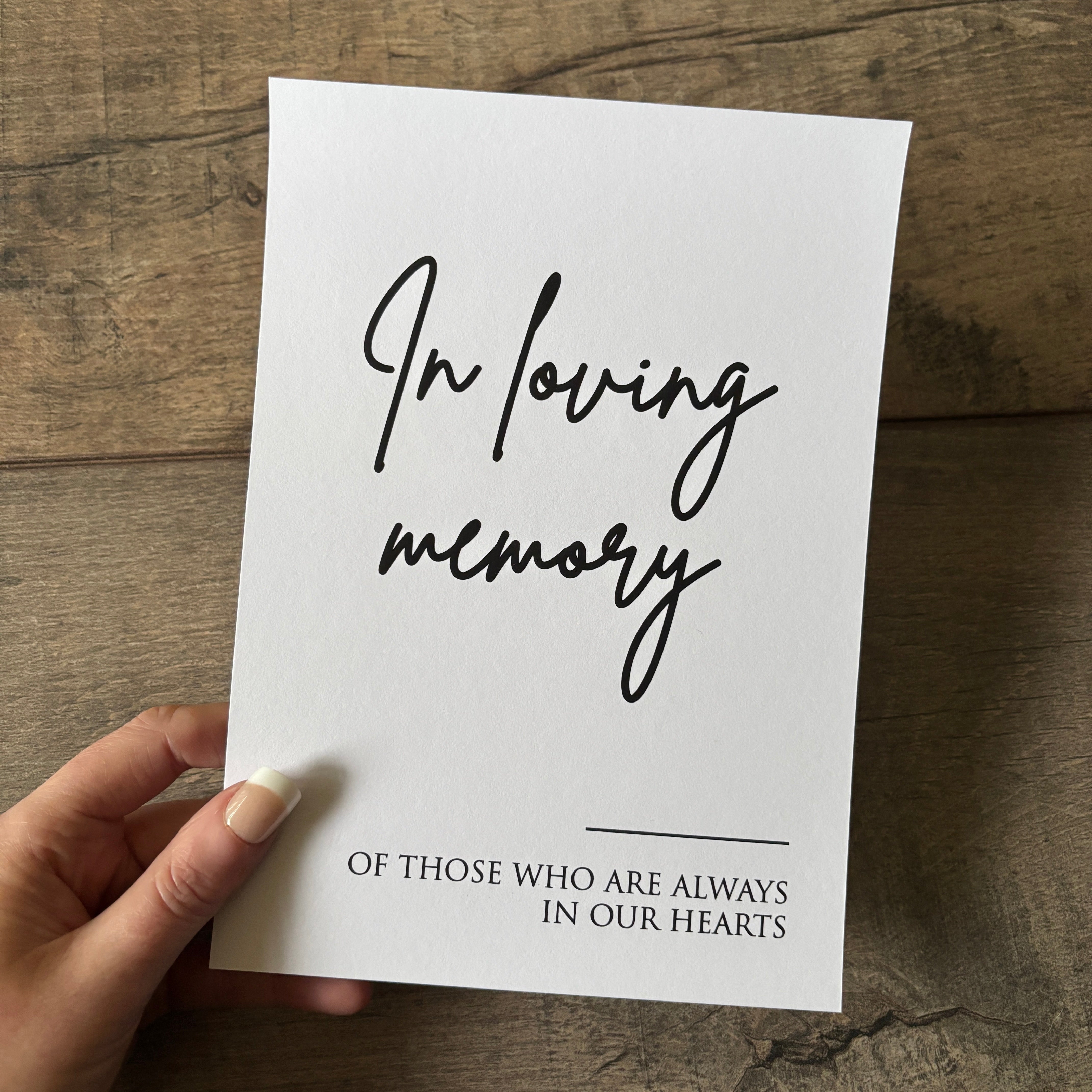 In Loving Memory Wedding Printed Sign - Elegant Memorial Display / Sty ...