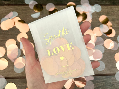 Spread the love bold font personalised foiled confetti bags