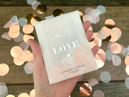 Spread the love bold font personalised foiled confetti bags