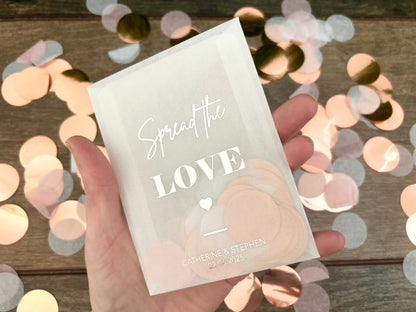 Spread the love bold font personalised foiled confetti bags