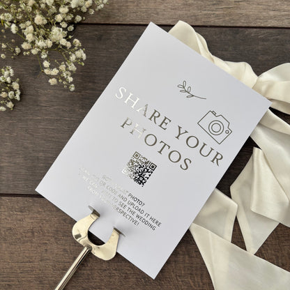 'Share Your Photos' Wedding Foiled Sign with QR Code / Style Grace