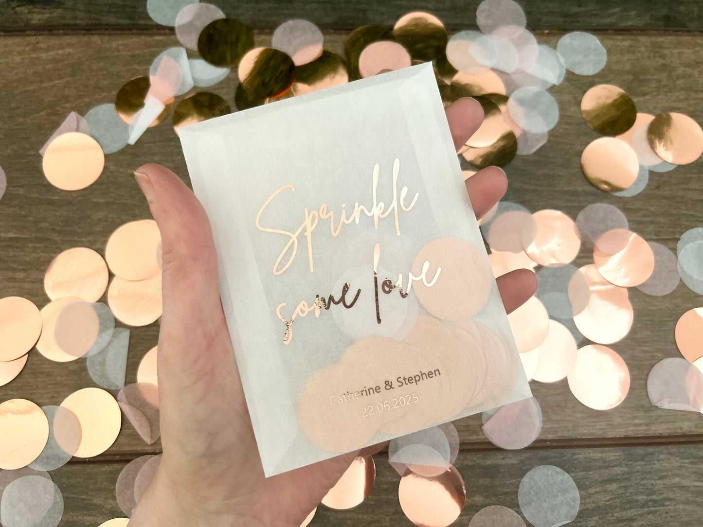 Sprinkle some love personalised foiled confetti bags