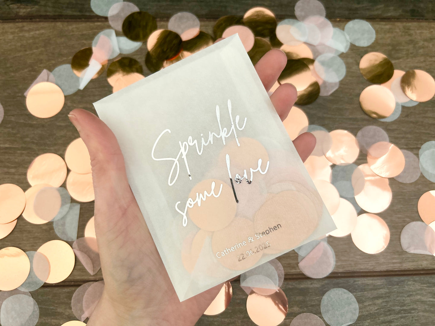 Sprinkle some love personalised foiled confetti bags