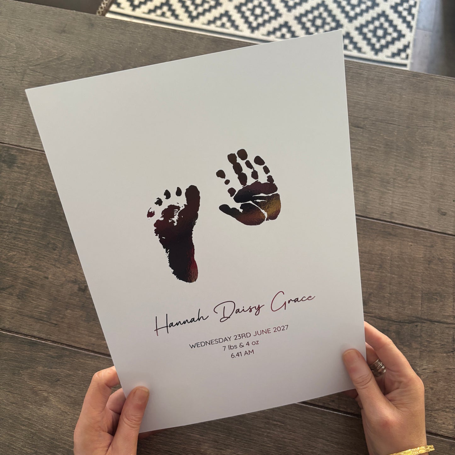 Personalised Baby Hand & Footprint Foiled Print