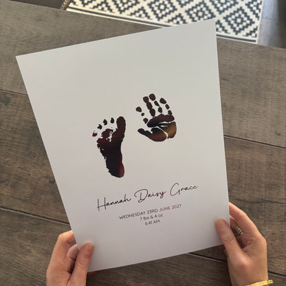Personalised Baby Hand & Footprint Foiled Print