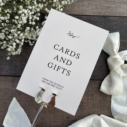 Wedding Cards and Gifts Printed Sign - Table Signage / Style Grace