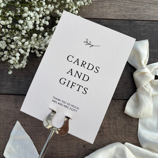 Wedding Cards and Gifts Printed Sign - Table Signage / Style Grace