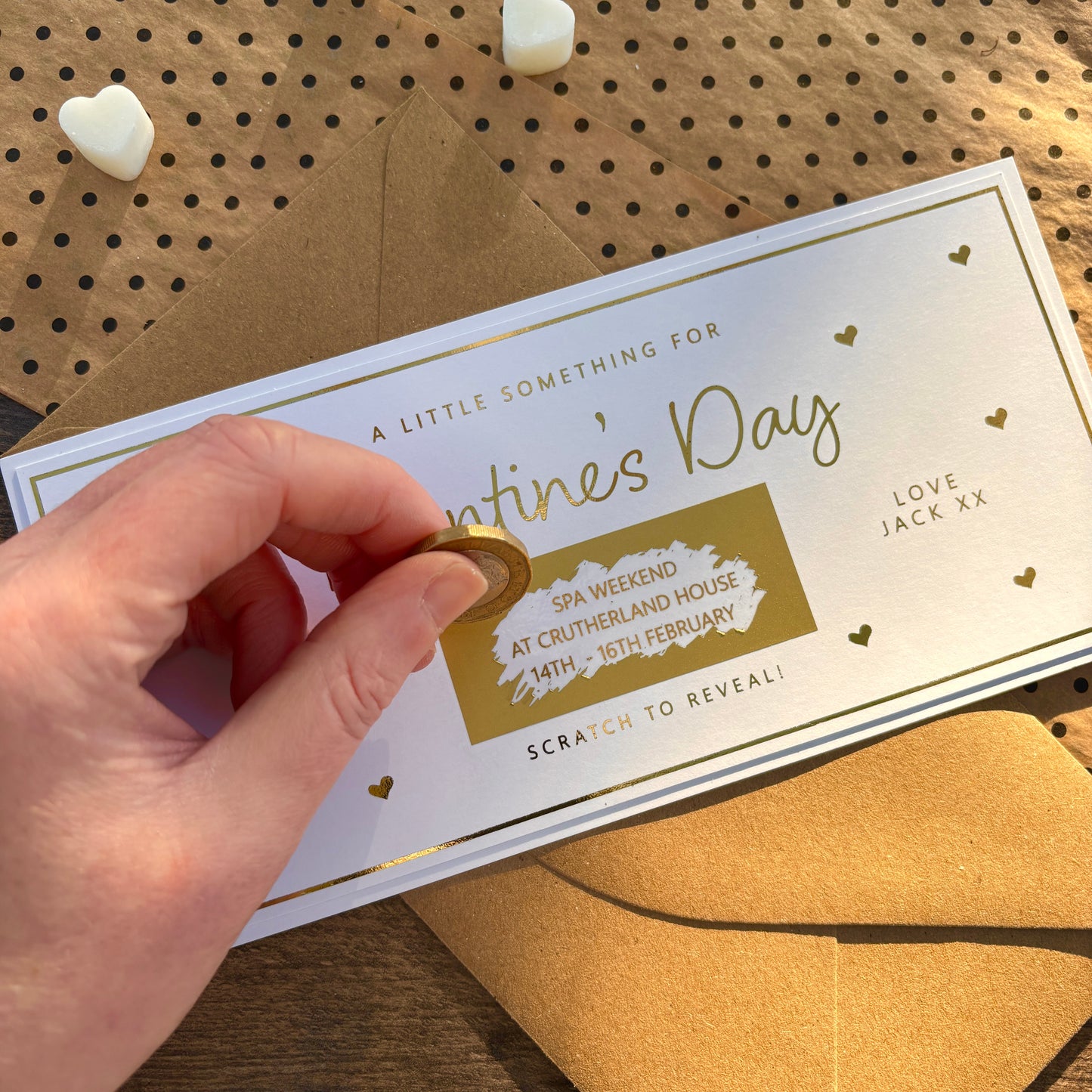 'A little something for Valentine's Day' reveal card