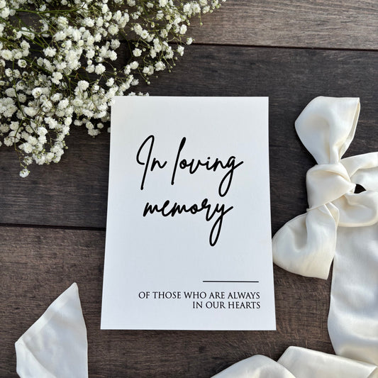 In Loving Memory Wedding Printed Sign - Elegant Memorial Display / Style Eva