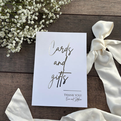 Wedding Cards and Gifts Foiled Sign / Style Eva