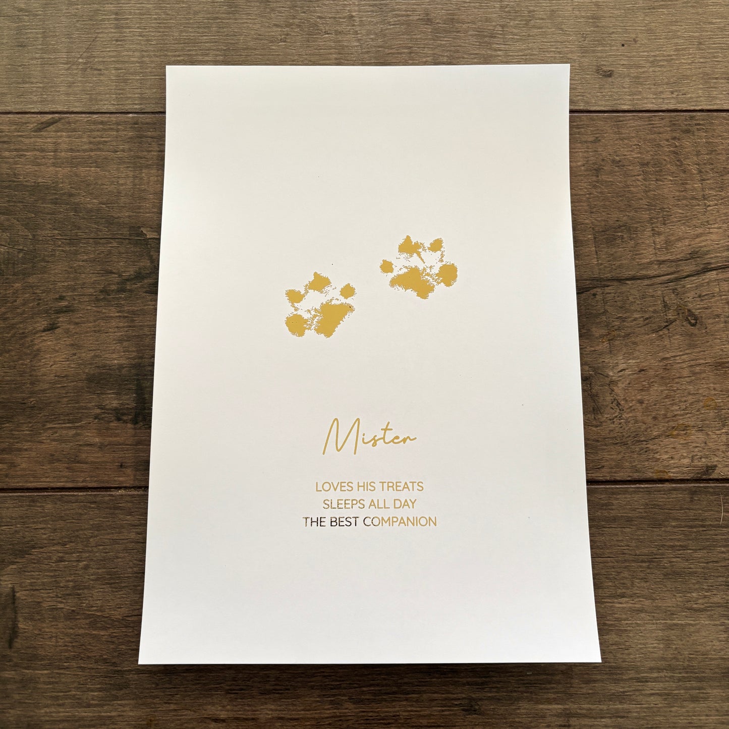 Personalised Pet Dog Paw Foiled Print / Wall Art