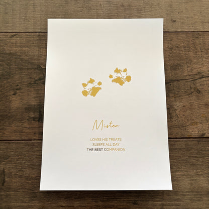 Personalised Pet Dog Paw Foiled Print / Wall Art