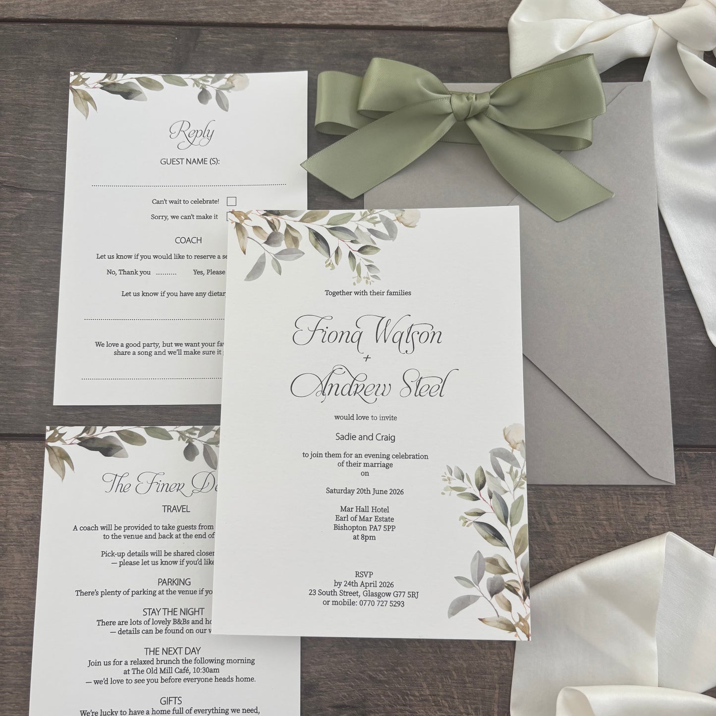 Flat Lay Style Botanical / Option of Back Pocket - Style Fiona