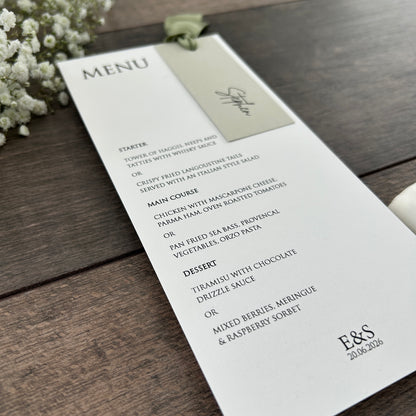 Menu Cards with Hole & Option of Place Card and Ribbon / Style Eva