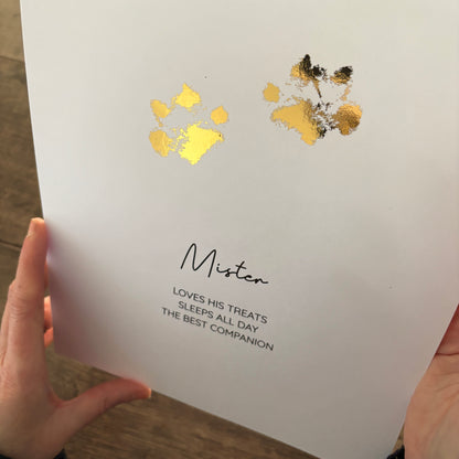 Personalised Pet Dog Paw Foiled Print / Wall Art