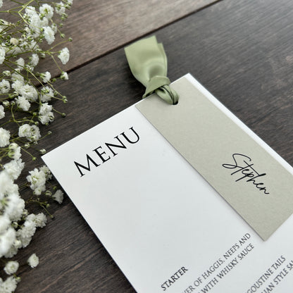 Menu Cards with Hole & Option of Place Card and Ribbon / Style Eva