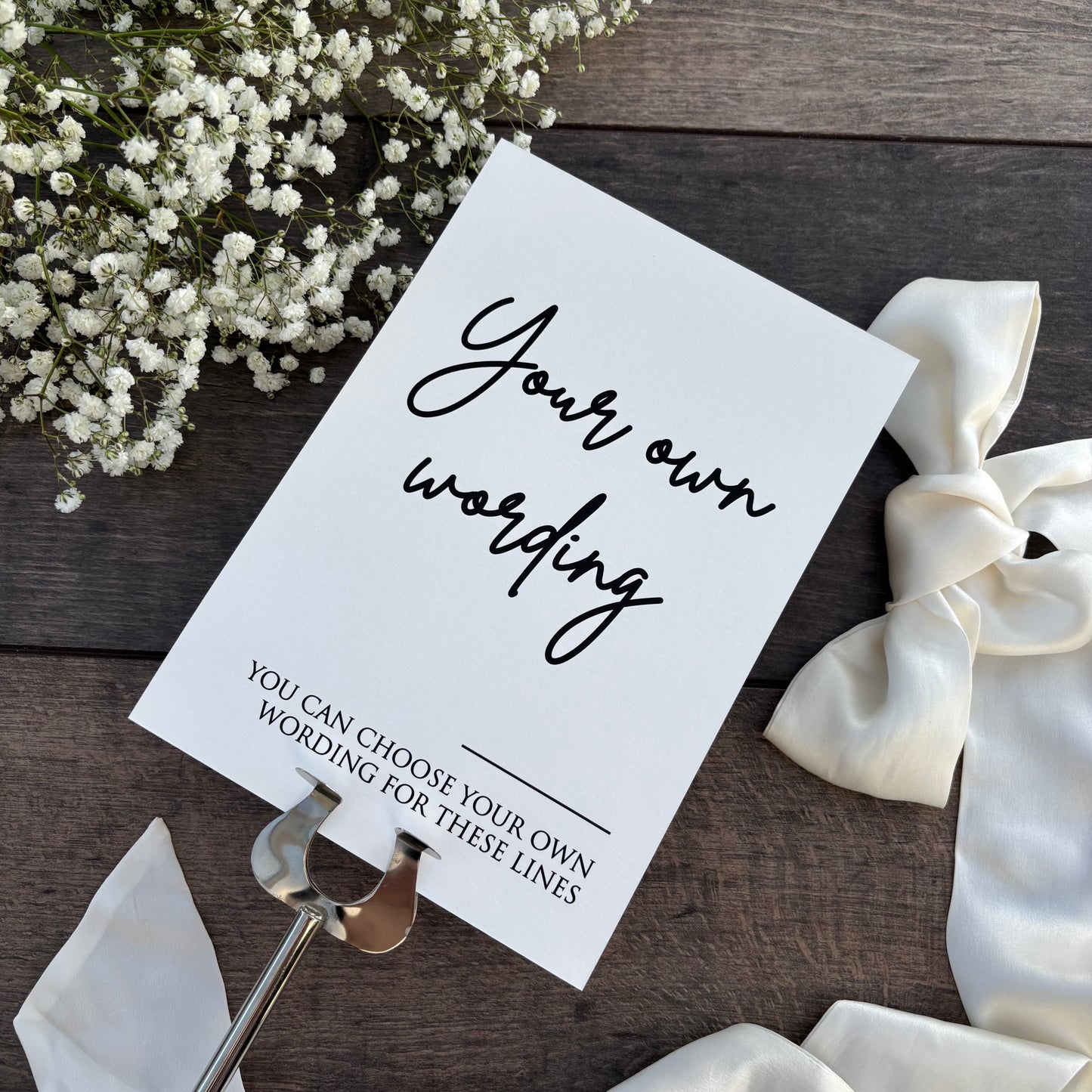 Custom  Printed Wedding Sign - Personalised Wording to Suit Your Day / Style Eva