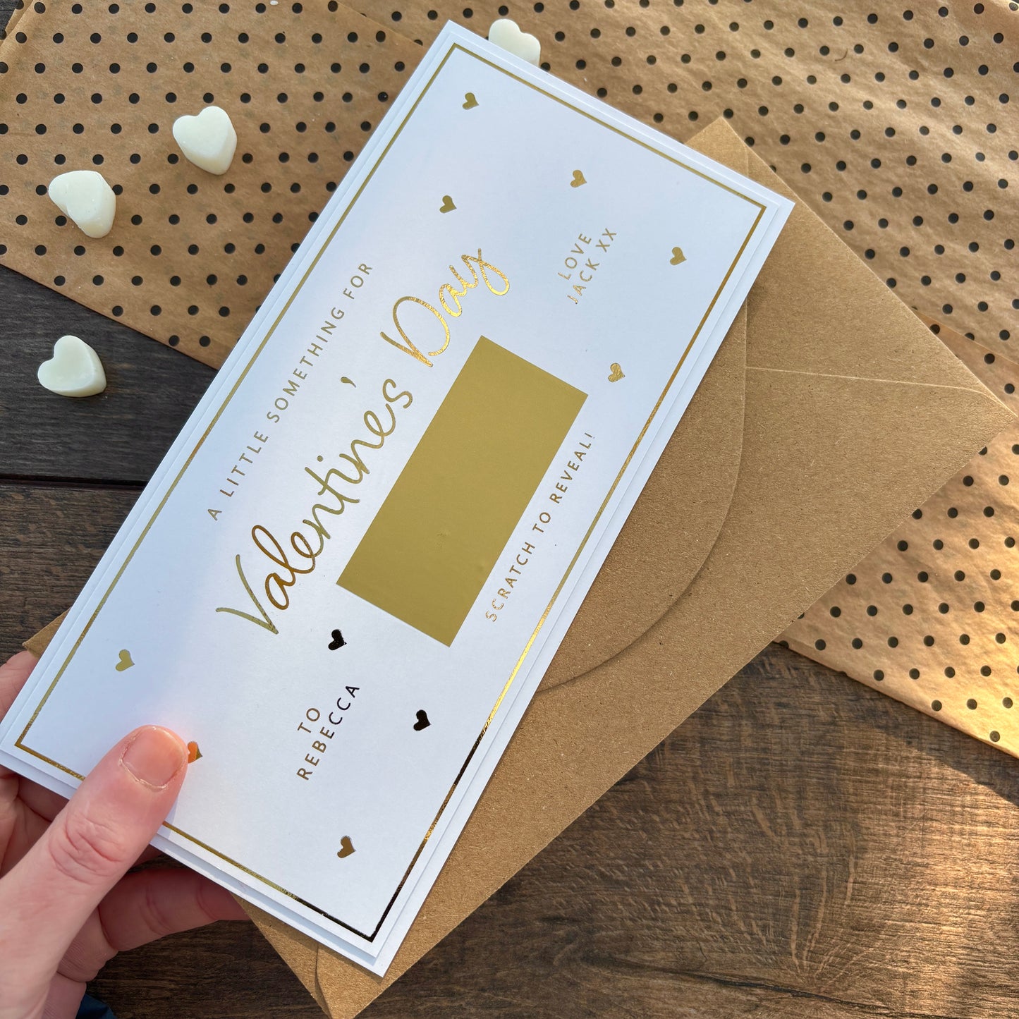 'A little something for Valentine's Day' reveal card