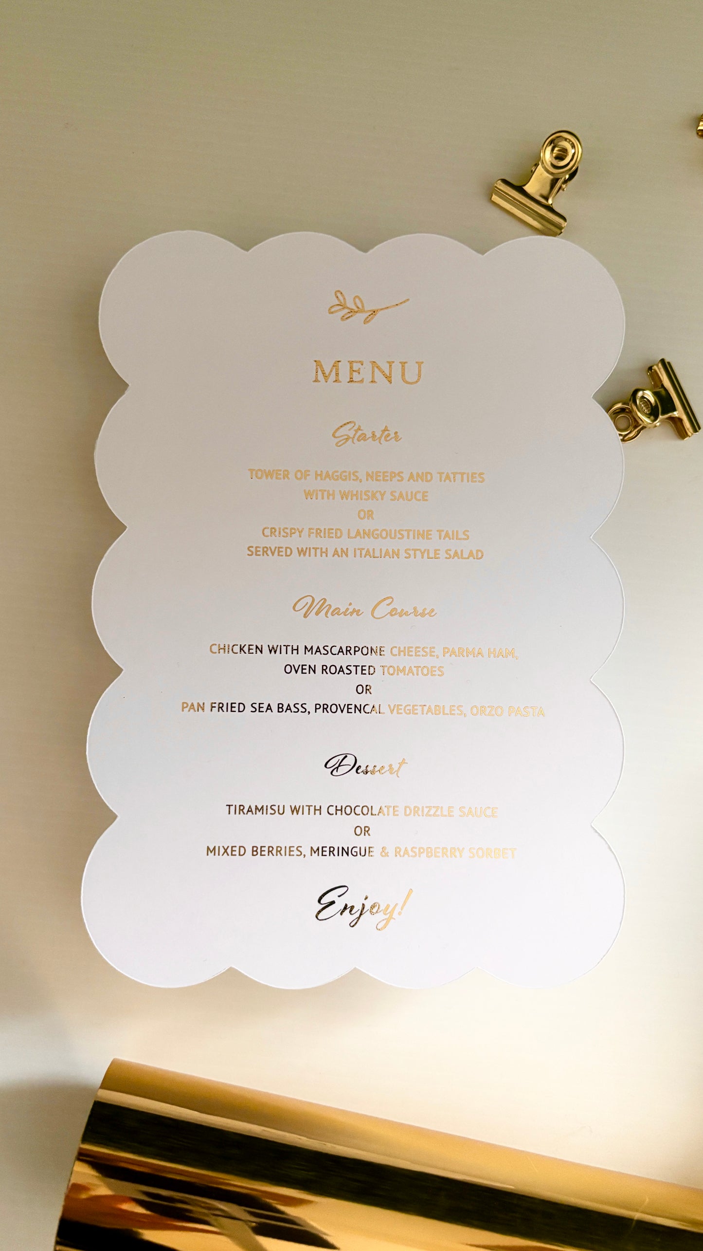 Grace Foiled Wavy Menu Card *COMING SOON*