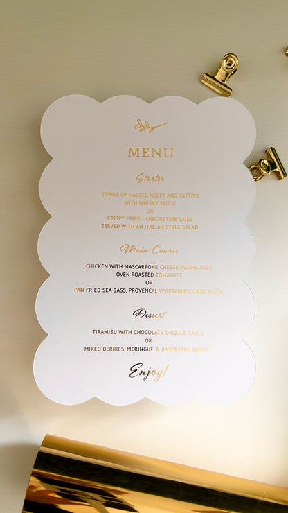 Grace Foiled Wavy Menu Card *COMING SOON*
