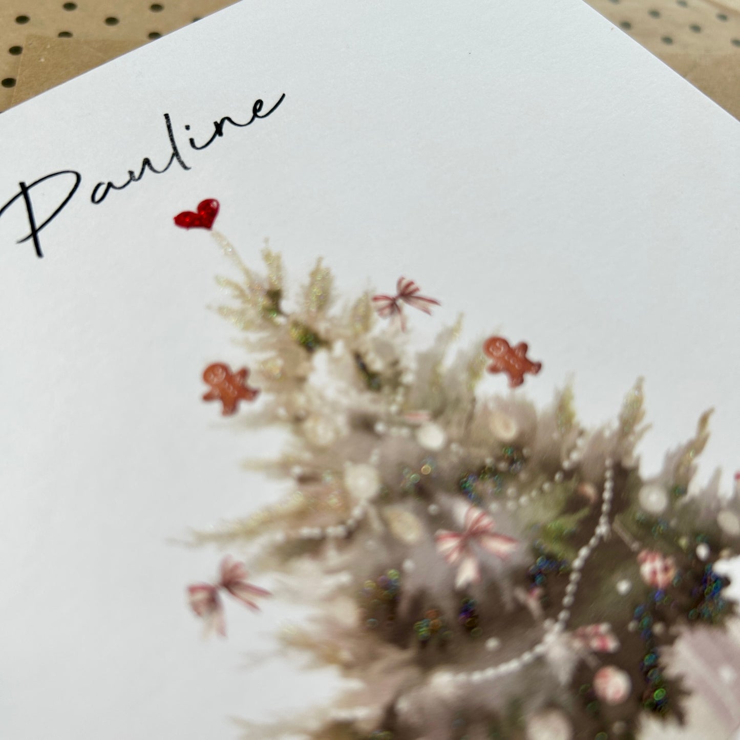 Personalised Names of Friends, Family, or Loved Ones on Christmas Card. Xmas Tree Design