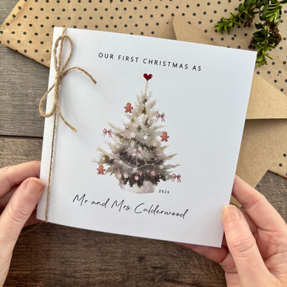 Personalised First Christmas as Mr and Mrs Card