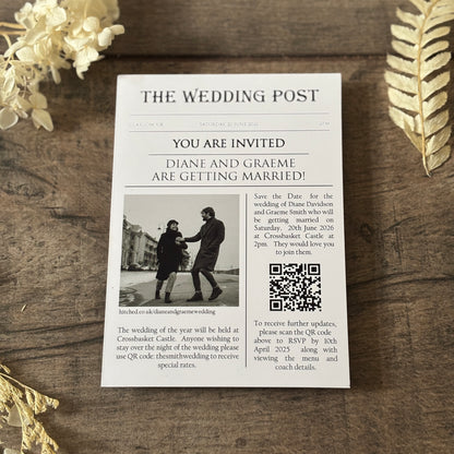 Newspaper Theme - Photo Magnetic invitation