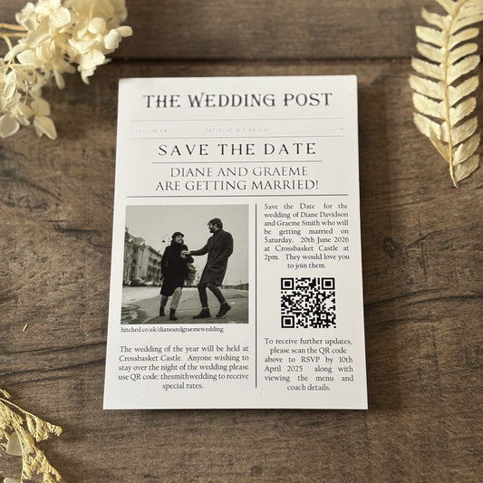 Newspaper Theme - Photo Magnetic Save the Dates
