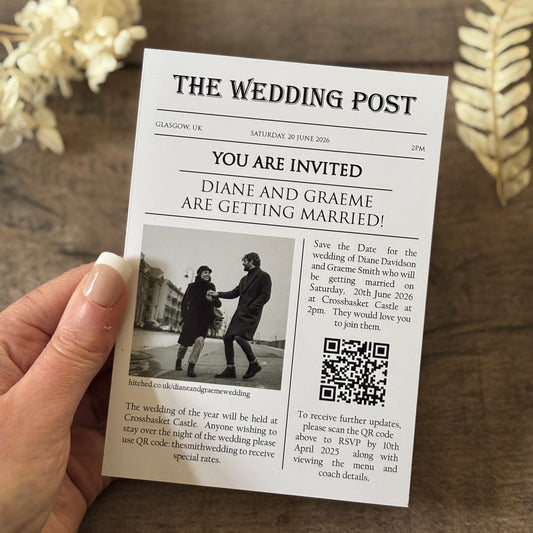 Newspaper Theme - Photo Magnetic invitation