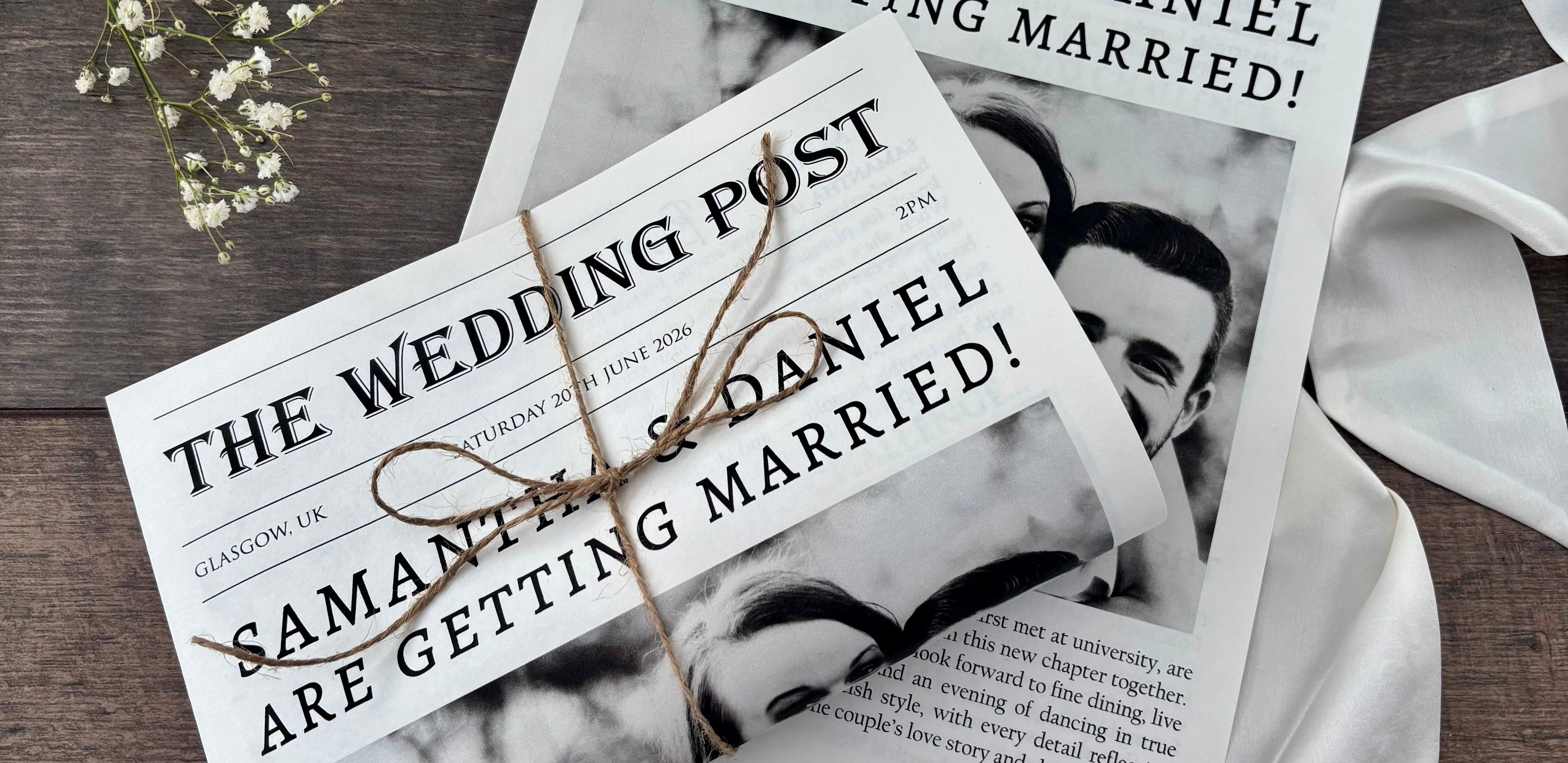 Personalised Wedding Newspaper A4 size