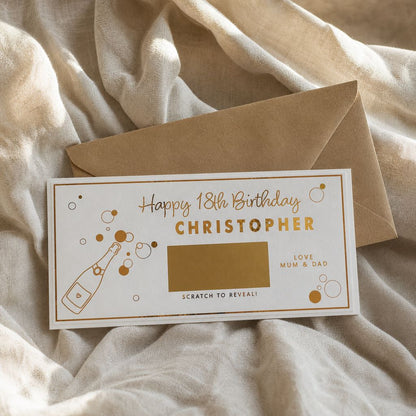 Champagne Bottle 'Happy Birthday' Scratch & Reveal Card