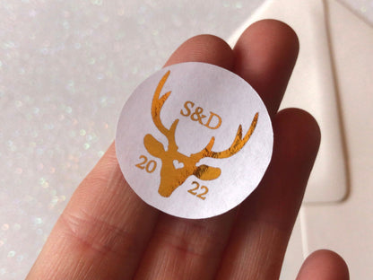 Stag style personalised foiled stickers