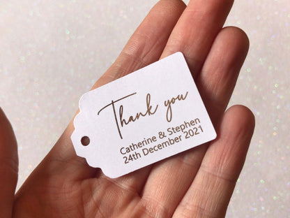 Handwriting rectangular personalised foiled thank you tags