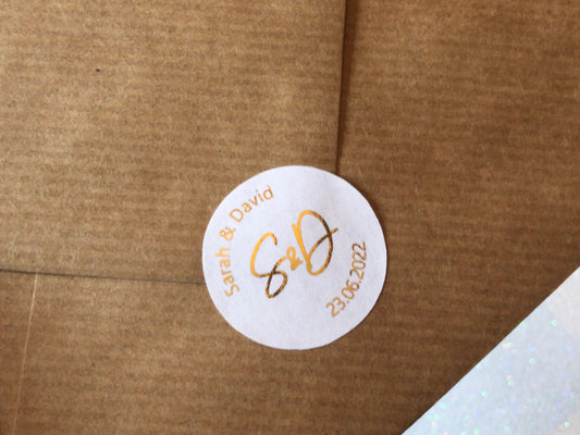 Handwriting font personalised foiled stickers