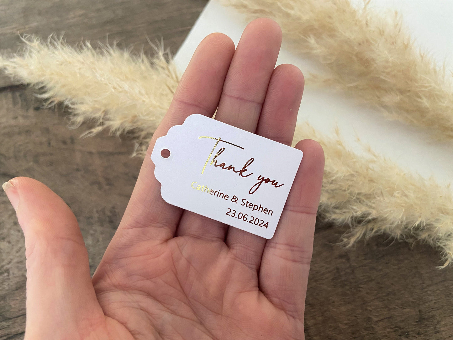 Handwriting rectangular personalised foiled thank you tags