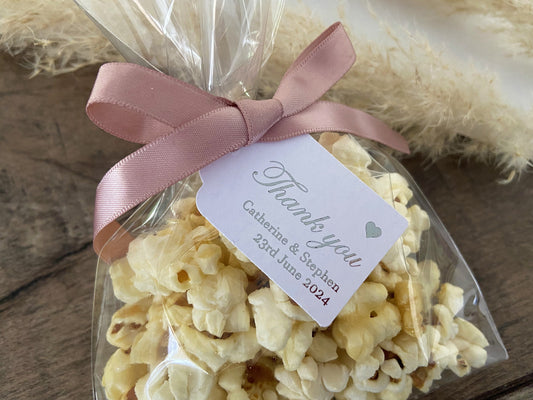 Personalised italic font with heart rectangular foiled thank you tags