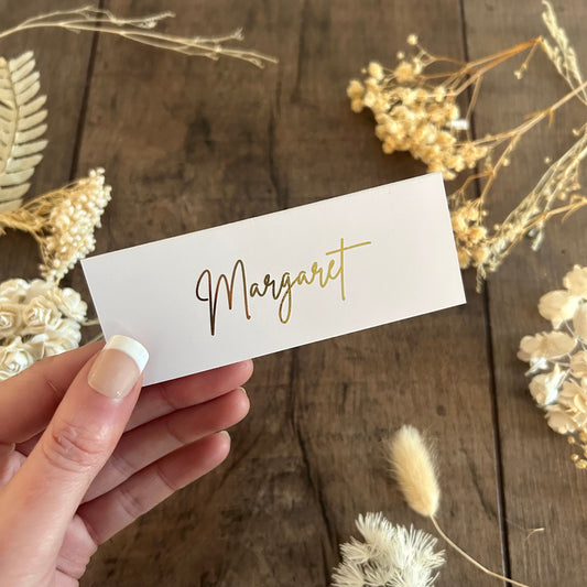 Personalised Foil Folded Place Cards for Weddings / Style Eva