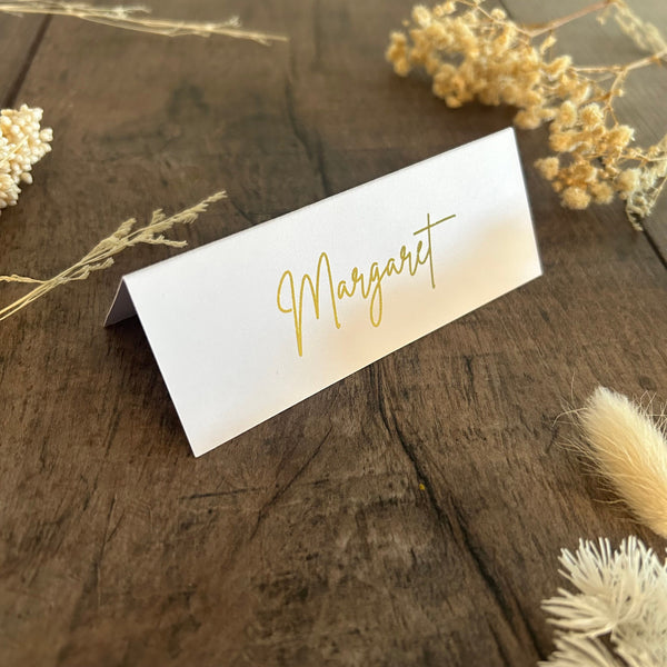 Personalised Foil Folded Place Cards for Weddings / Style Eva