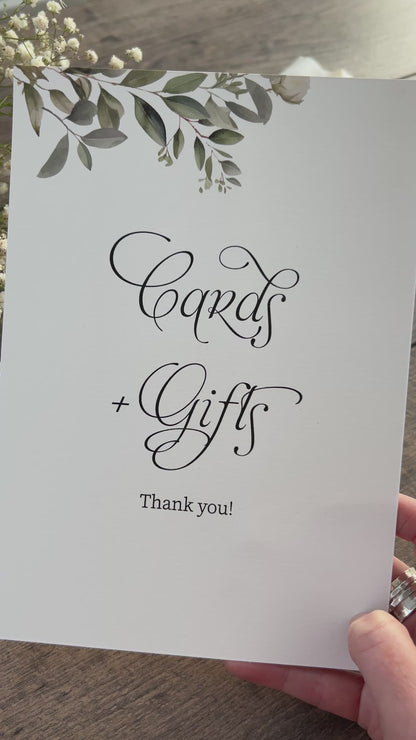 Wedding Cards and Gifts Printed Sign - Botanical Table Signage / Style Fiona