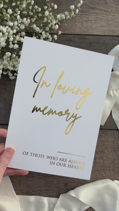In Loving Memory Wedding Foiled Sign - Elegant Memorial sign / Style Eva