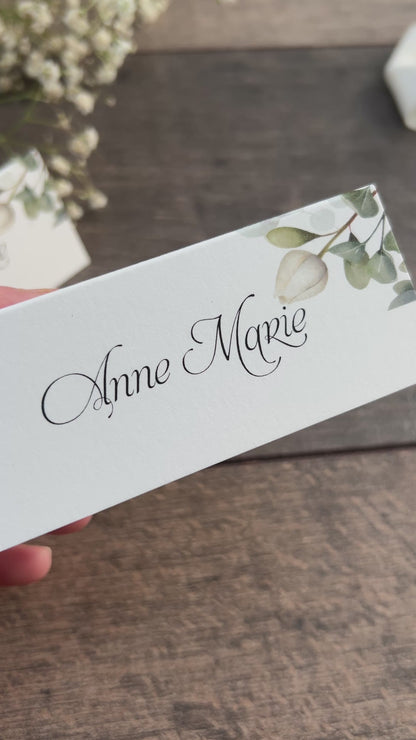 Botanical Folded Printed Place Cards  / Style Fiona