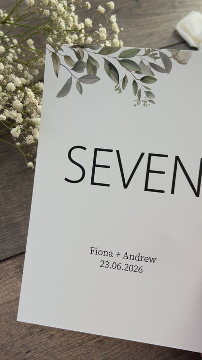 Wedding Table Numbers Printed Botanical Sign / Style Fiona