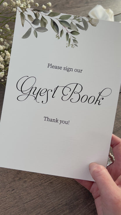 Please Sign Our Guest Book Wedding Printed Sign Botanical  / Style Fiona