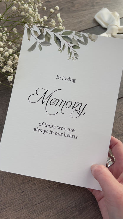 In Loving Memory Wedding Printed Sign - Botanical Memorial Display / Style Fiona